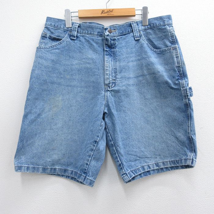 W36★古着 ラングラー Wrangler ショート ペインター パンツ ショーツ メンズ コットン 紺 ネイビー デニム 25apr03 中古 ボトムス 短パン ショーパン