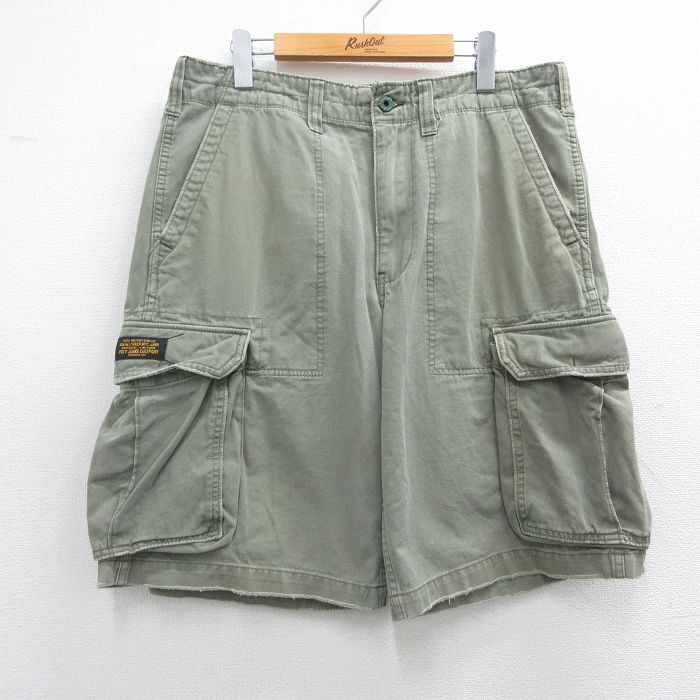 W34★古着 ラルフローレン Ralph Lauren ポロジーンズ ブランド ショート ベイカー カーゴ パンツ ショーツ メンズ 緑 グリーン デニム 【spe】 25apr03 中古 ボトムス 短パン ショーパン