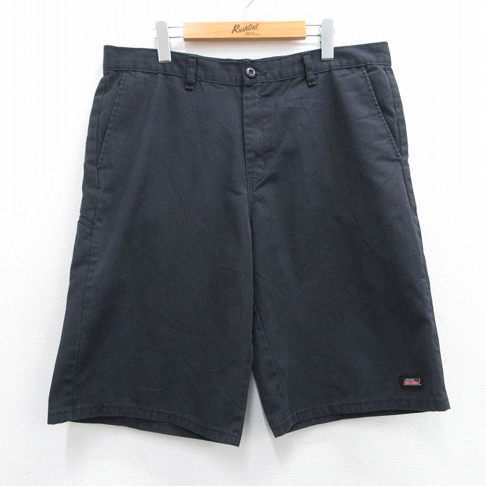 W37★古着 ディッキーズ Dickies ショート ワーク パンツ ショーツ メンズ 黒 ブラック 25apr03 中古 ボトムス 短パン ショーパン