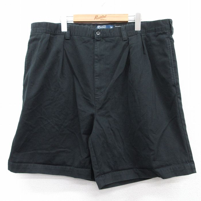 W40★古着 ラルフローレン Ralph Lauren ブランド ショート チノ パンツ チノパン ショーツ メンズ 90年代 90s TYLER 大きいサイズ コットン 黒 ブラック 25apr03 中古 ボトムス 短パン ショーパン