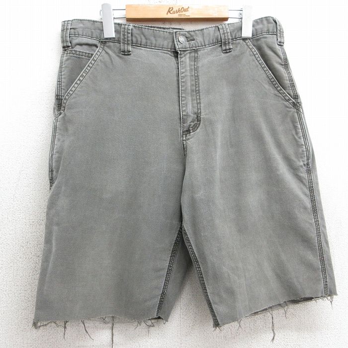 【50%OFF】W33★古着 カーハート Carhartt ショート パンツ メンズ ダック地 グレー 25apr03 中古 ボトムス 短パン ショーパン ハーフ