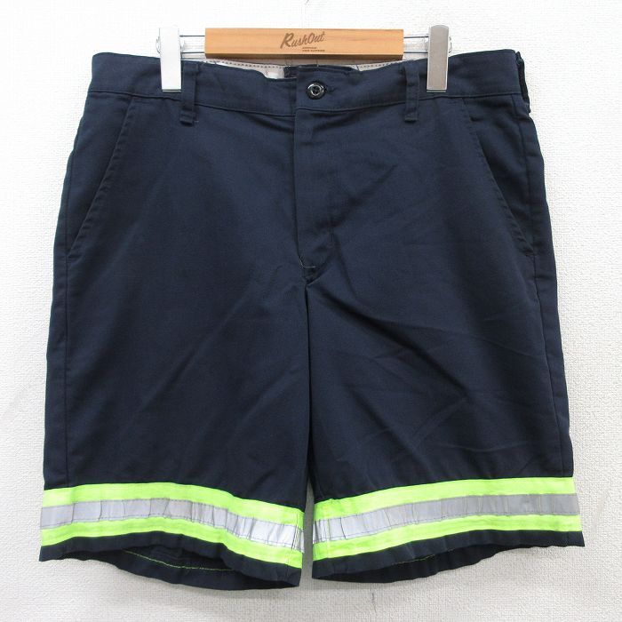 W34★古着 レッドキャップ ショート ワーク パンツ ショーツ メンズ リフレクター 紺他 ネイビー 25apr04 中古 ボトムス 短パン ショーパン