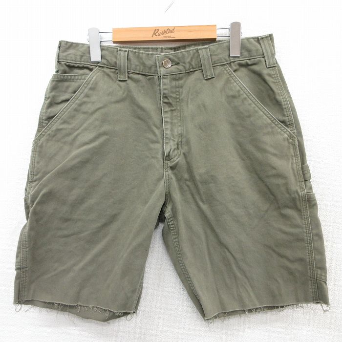 W34★古着 カーハート Carhartt ショート ペインター パンツ ショーツ メンズ コットン 緑系 グリーン 【spe】 25apr04 中古 ボトムス 短パン ショーパン