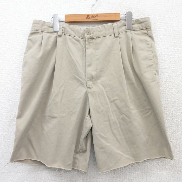 【50%OFF】W36★古着 エディーバウアー ショート チノ パンツ チノパン ショーツ メンズ 00年代 00s コットン 薄ベージュ カーキ 【spe】 25apr04 中古 ボトムス 短パン ショーパン