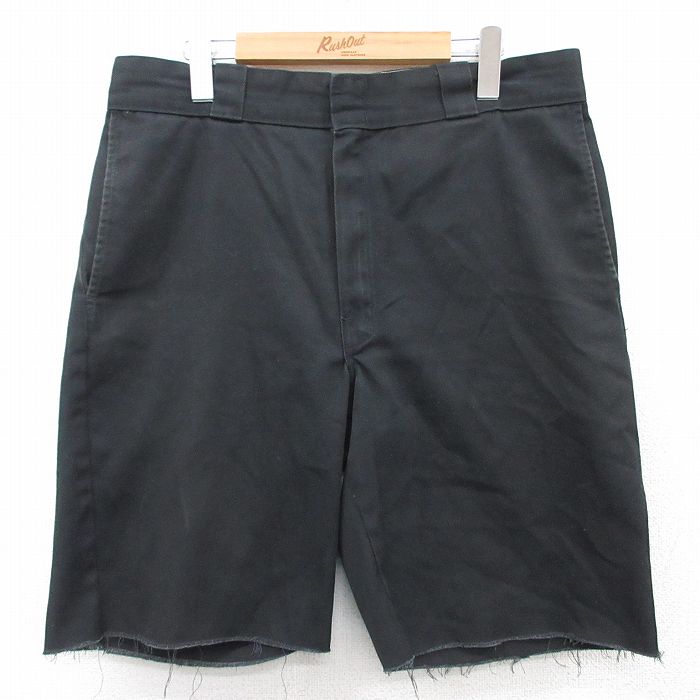 W34★古着 ディッキーズ Dickies ショート ワーク パンツ ショーツ メンズ 874 黒 ブラック 25apr04 中古 ボトムス 短パン ショーパン
