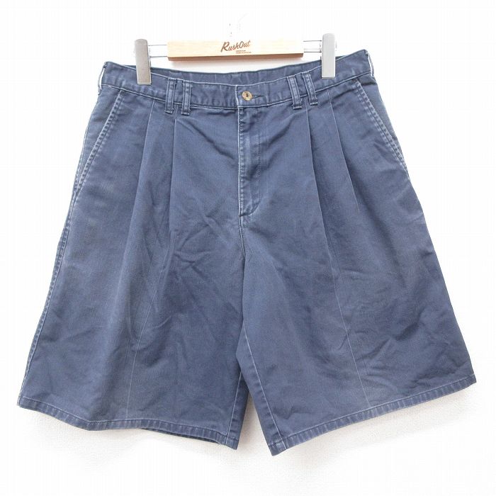 【50%OFF】W32★古着 リー Lee ショート パンツ ショーツ メンズ コットン 紺 ネイビー 25apr04 中古 ボトムス 短パン ショーパン ハーフ
