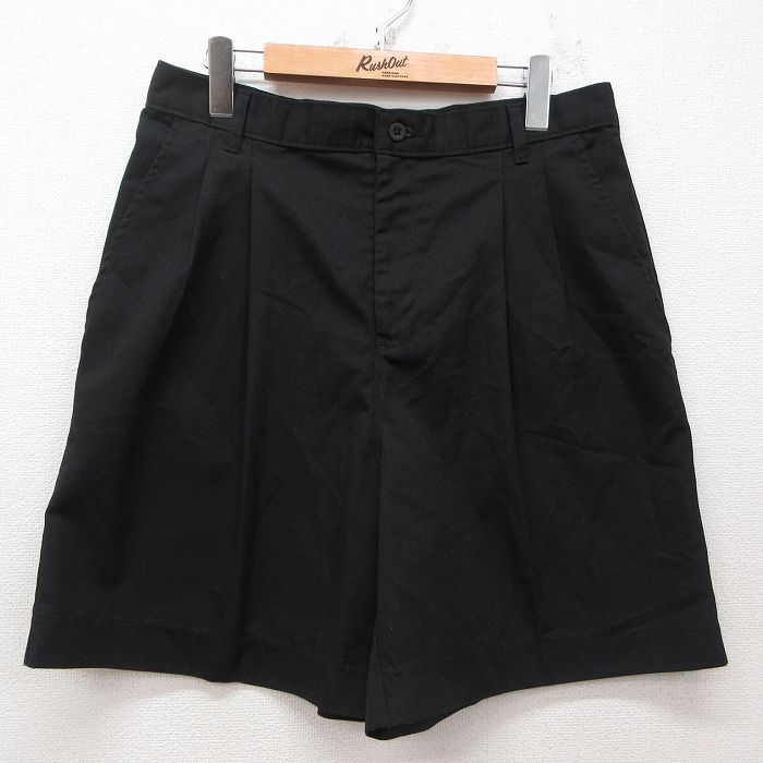W33★古着 ショート パンツ ショーツ メンズ 黒 ブラック 25apr04 中古 ボトムス 短パン ショーパン ハーフ