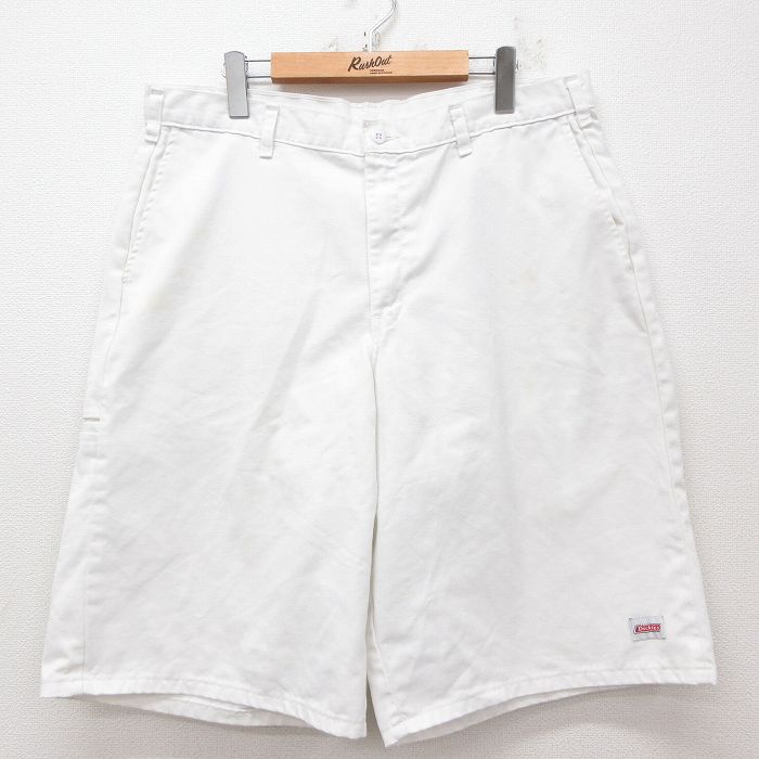 W37★古着 ディッキーズ Dickies ショート ワーク パンツ ショーツ メンズ 白 ホワイト 25apr04 中古 ボトムス 短パン ショーパン