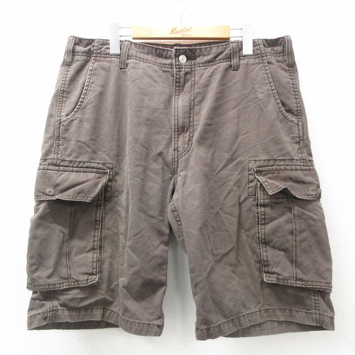 W38★古着 リーバイス Levis ショート カーゴ パンツ ショーツ メンズ コットン 濃茶 ブラウン 25apr04 中古 ボトムス 短パン ショーパン