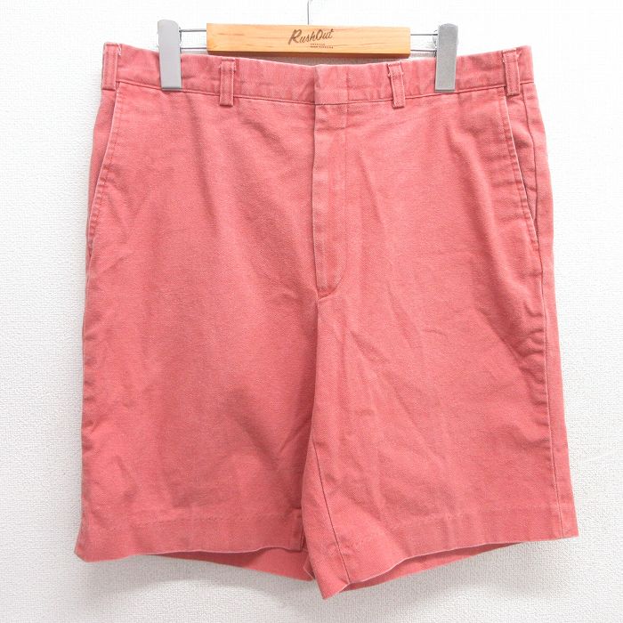 W34★古着 ショート パンツ ショーツ メンズ 90年代 90s USA製 赤系 レッド 25apr04 中古 ボトムス 短パン ショーパン ハーフ