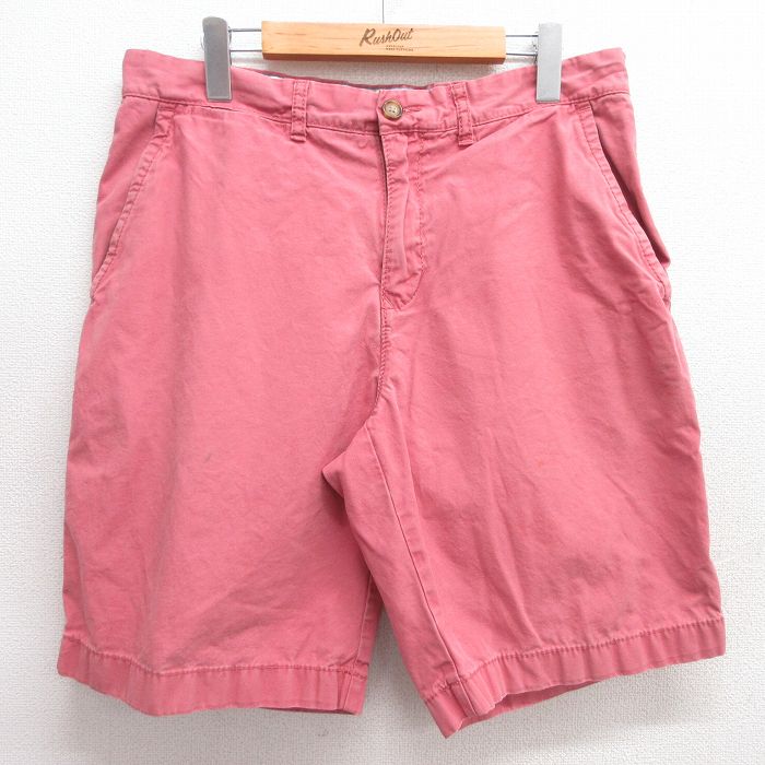 W33★古着 トミーヒルフィガー TOMMY HILFIGER ブランド ショート パンツ ショーツ メンズ コットン 赤系 レッド 25apr04 中古 ボトムス 短パン ショーパン ハーフ