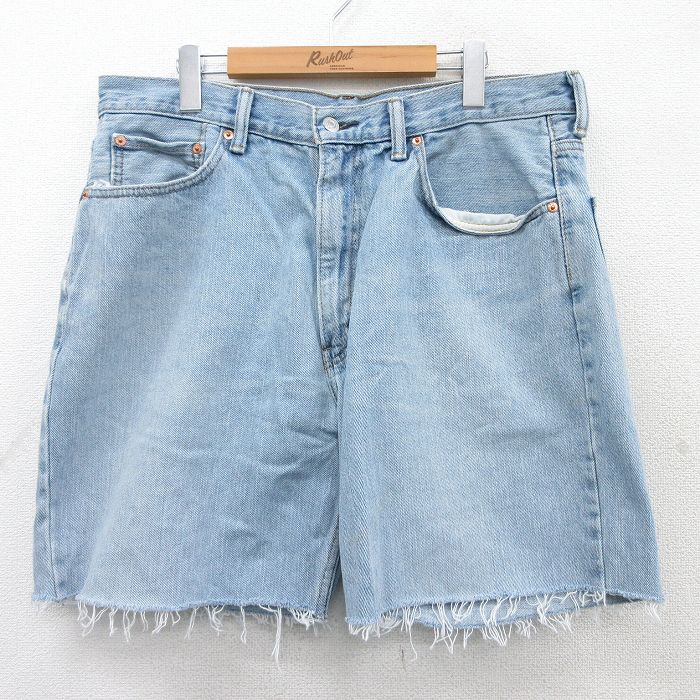 W38★古着 リーバイス Levis 550 ショート パンツ ショーツ メンズ コットン 薄紺 ネイビー デニム 25apr05 中古 ボトムス 短パン ショーパン ハーフ