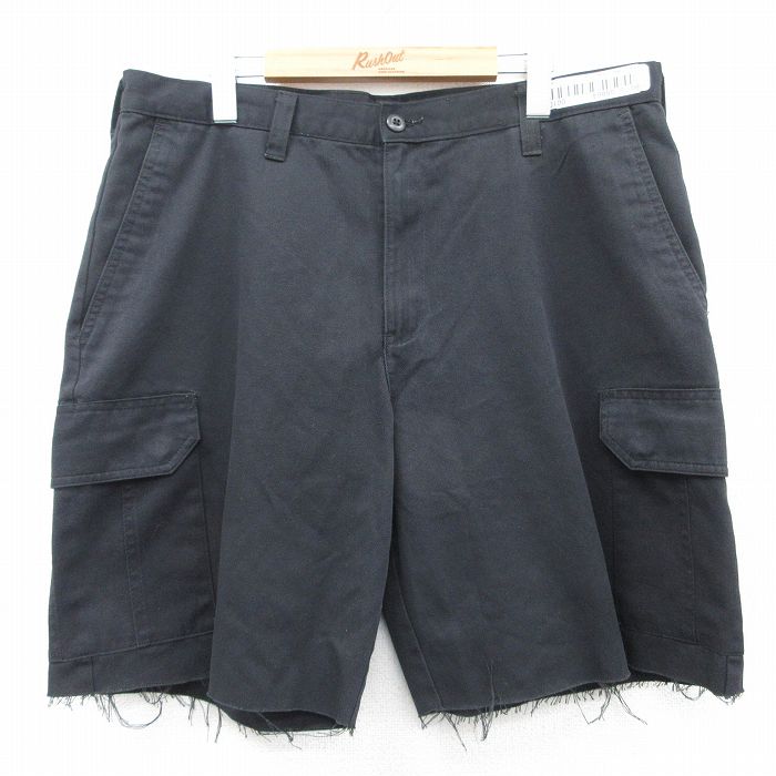 W37★古着 ショート ワーク カーゴ パンツ ショーツ メンズ CiNTAS 黒 ブラック 25apr05 中古 ボトムス 短パン ショーパン