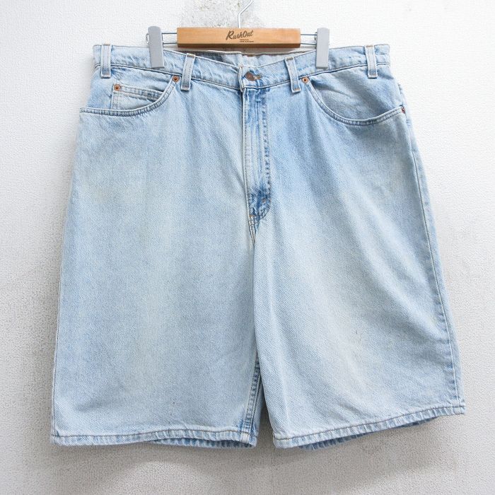 W39★古着 リーバイス Levis 560 ショート パンツ メンズ 90年代 90s 大きいサイズ コットン USA製 薄紺 ネイビー デニム 25apr05 中古 ボトムス 短パン ショーパン ハーフ