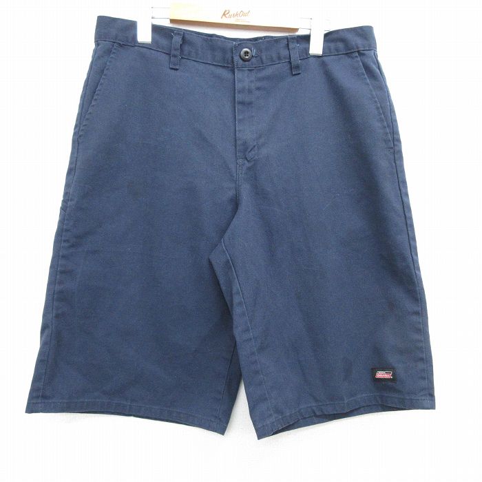 W35★古着 ディッキーズ Dickies ショート ワーク パンツ ショーツ メンズ 紺 ネイビー 25apr05 中古 ボトムス 短パン ショーパン