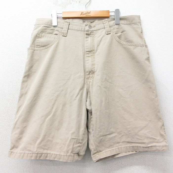 W37★古着 ラングラー Wrangler ショート ペインター パンツ ショーツ メンズ コットン ベージュ カーキ 25apr05 中古 ボトムス 短パン ショーパン