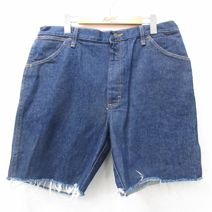 W36★古着 レッドキャップ ショート ワーク パンツ ショーツ メンズ コットン 紺 ネイビー デニム 25apr05 中古 ボトムス 短パン ショーパン