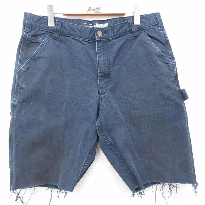 W35★古着 カーハート Carhartt ショート ペインター パンツ ショーツ メンズ ダック地 紺 ネイビー 25apr05 中古 ボトムス 短パン ショーパン
