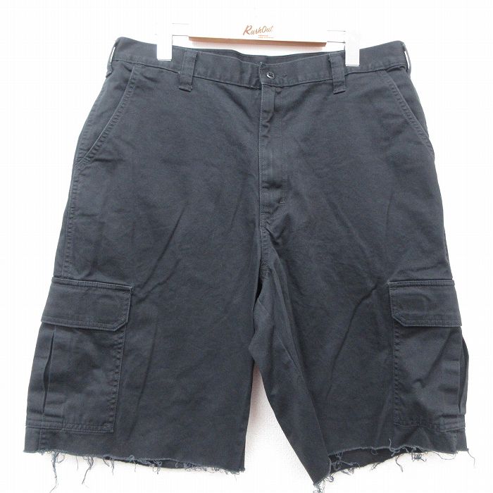 W34★古着 ショート カーゴ パンツ ショーツ メンズ トヨタ TOYOTA 黒 ブラック 25apr05 中古 ボトムス 短パン ショーパン