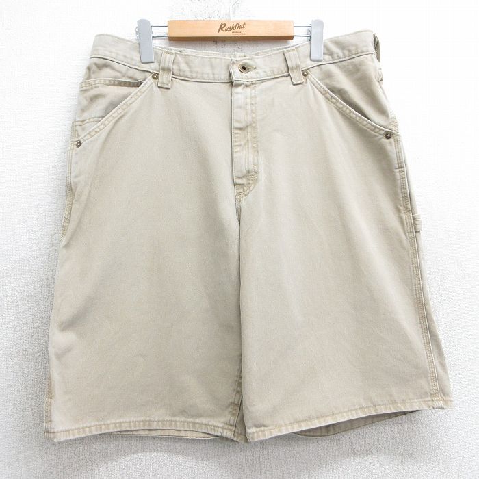 W36★古着 リー Lee ショート ペインター パンツ ショーツ メンズ 90年代 90s コットン USA製 ベージュ カーキ 25apr07 中古 ボトムス 短パン ショーパン