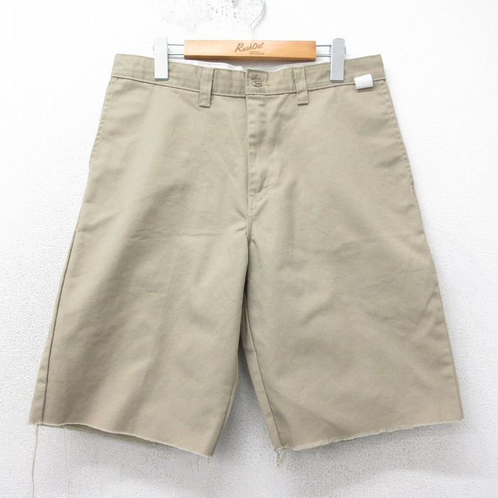 W33★古着 ディッキーズ Dickies ショート パンツ ショーツ メンズ ベージュ カーキ 25apr07 中古 ボトムス 短パン ショーパン ハーフ