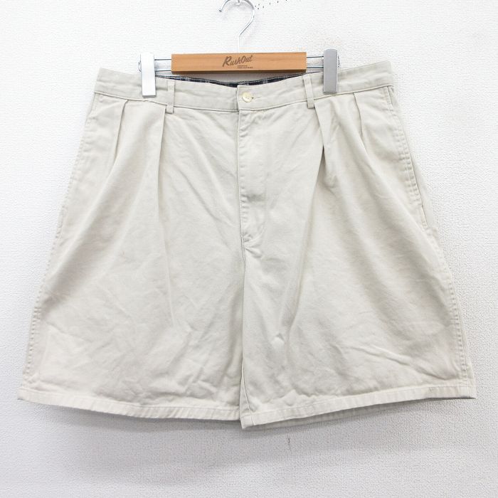 W35★古着 ラルフローレン Ralph Lauren ブランド ショート チノ パンツ チノパン ショーツ メンズ 90年代 90s ワンポイントロゴ コットン ベージュ カーキ 25apr07 中古 ボトムス 短パン ショーパン
