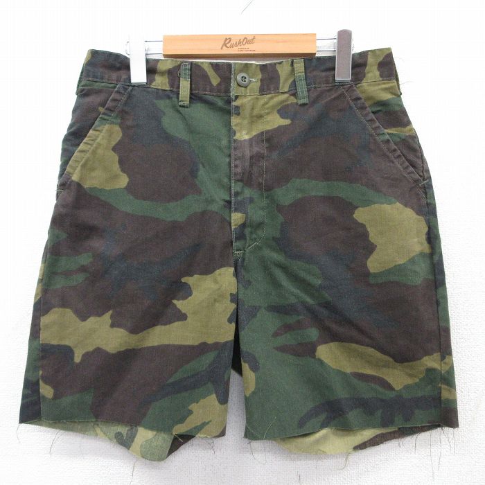 W32★古着 SAFTBAK ショート パンツ ショーツ メンズ 90年代 90s USA製 緑他 グリーン 迷彩 25apr07 中古 ボトムス 短パン ショーパン ハーフ