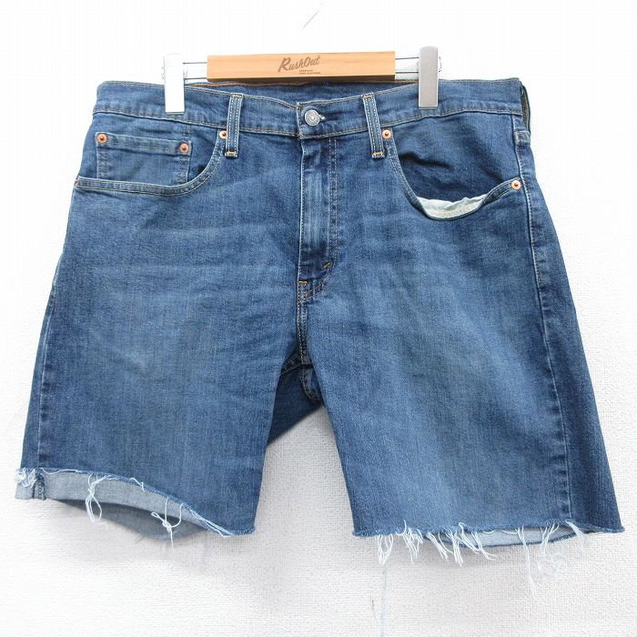 W36★古着 リーバイス Levis 559 ショート パンツ ショーツ メンズ ヒゲ 紺 ネイビー デニム 25apr07 中古 ボトムス 短パン ショーパン ハーフ