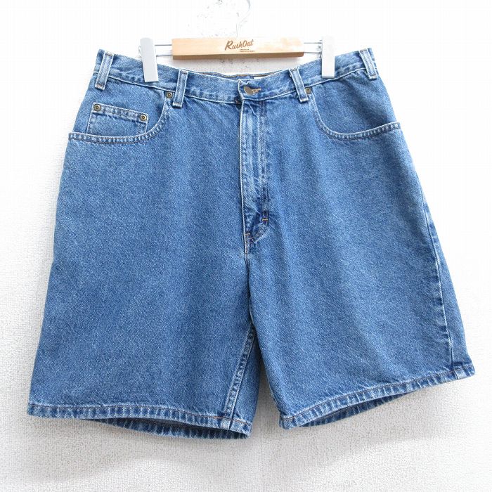 W33★古着 エディーバウアー ショート パンツ メンズ 00年代 00s コットン 紺 ネイビー デニム 【spe】 25apr07 中古 ボトムス 短パン ショーパン ハーフ