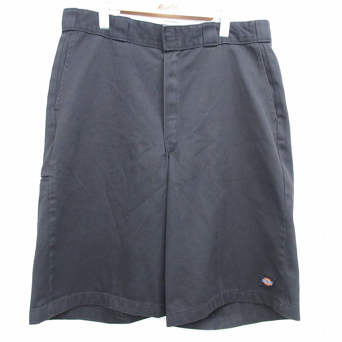 W35★古着 ディッキーズ Dickies ショート ワーク パンツ ショーツ メンズ 黒 ブラック 25apr08 中古 ボトムス 短パン ショーパン