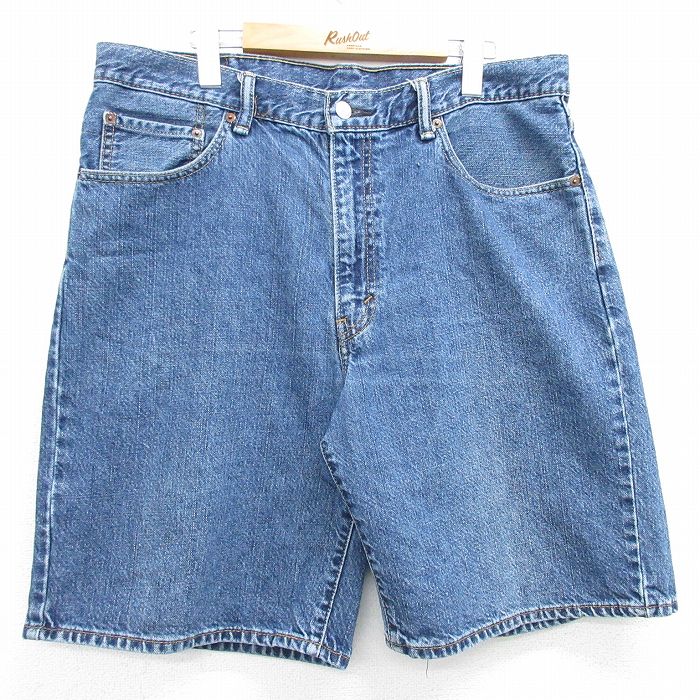 W37★古着 リーバイス Levis 550 ショート パンツ ショーツ メンズ コットン 紺 ネイビー デニム 25apr08 中古 ボトムス 短パン ショーパン ハーフ