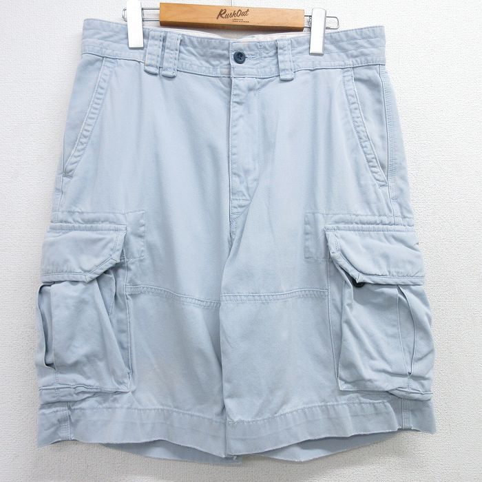 W34★古着 ラルフローレン Ralph Lauren ブランド ショート カーゴ パンツ ショーツ メンズ コットン 薄紺 ネイビー 25apr08 中古 ボトムス 短パン ショーパン