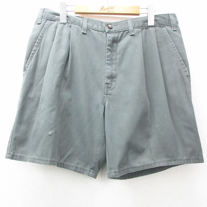 【50%OFF】W34★古着 ショート パンツ ショーツ メンズ 00年代 00s コットン カナダ製 濃緑 グリーン 25apr08 中古 ボトムス 短パン ショーパン ハーフ