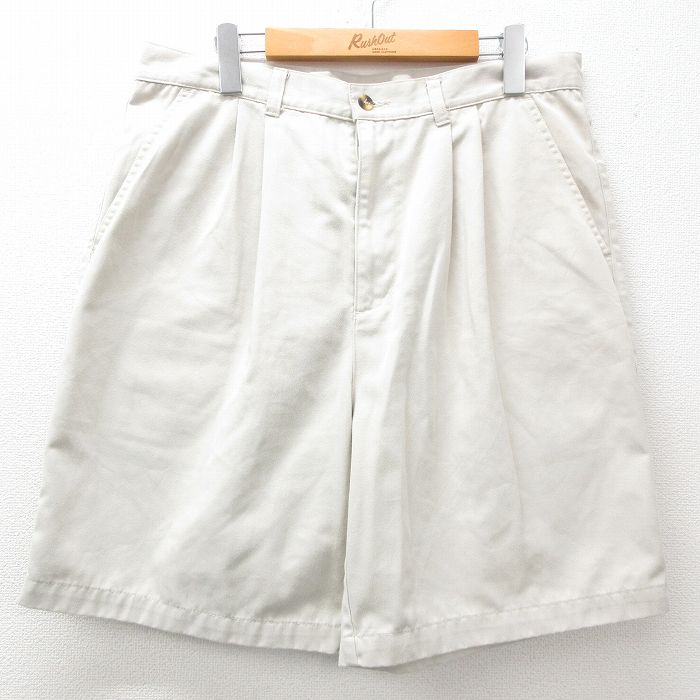 W33★古着 ピューリタン ショート パンツ ショーツ メンズ 00年代 00s 薄ベージュ カーキ 25apr08 中古 ボトムス 短パン ショーパン ハーフ