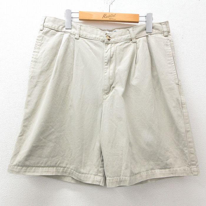 【50%OFF】W34★古着 オールドネイビー OLD NAVY ショート パンツ ショーツ メンズ 00年代 00s コットン 薄ベージュ カーキ 25apr08 中古 ボトムス 短パン ショーパン ハーフ