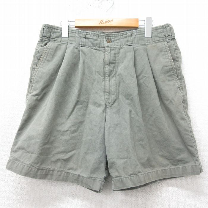 W34★古着 ショート パンツ ショーツ メンズ 00年代 00s コットン 緑系 グリーン 25apr09 中古 ボトムス 短パン ショーパン ハーフ