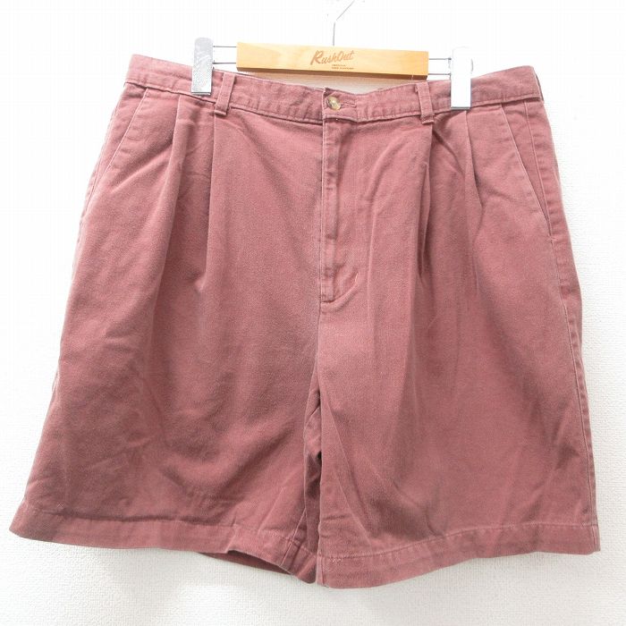W36★古着 HAGGAR ショート パンツ ショーツ メンズ コットン エンジ系 25apr09 中古 ボトムス 短パン ショーパン ハーフ