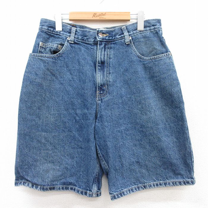 W33★古着 アリゾナジーンズ ショート パンツ ショーツ メンズ コットン 紺 ネイビー デニム 25apr10 中古 ボトムス 短パン ショーパン ハーフ