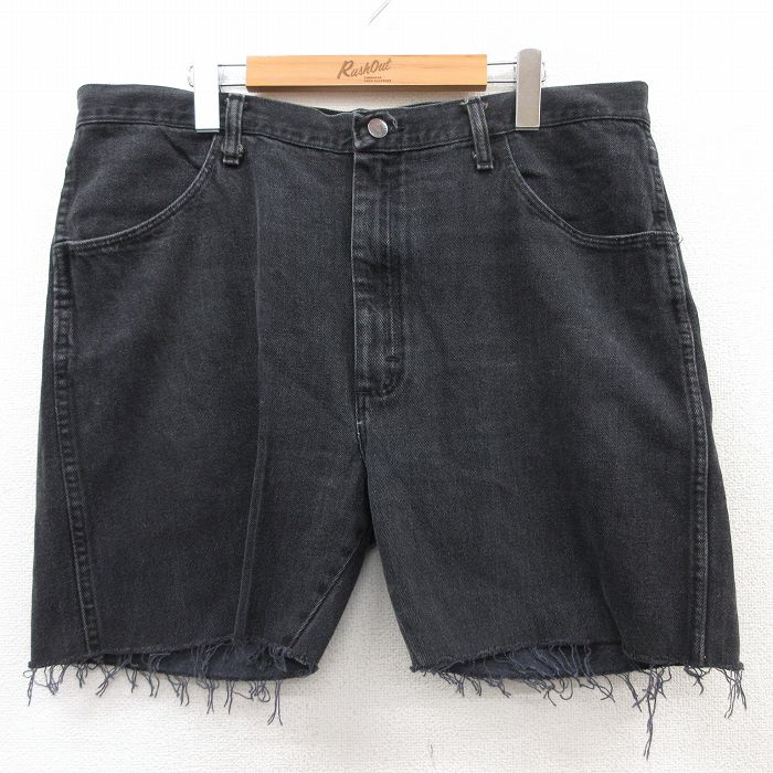 W38★古着 ラスラー ショート パンツ ショーツ メンズ コットン 黒 ブラック デニム 25apr10 中古 ボトムス 短パン ショーパン ハーフ
