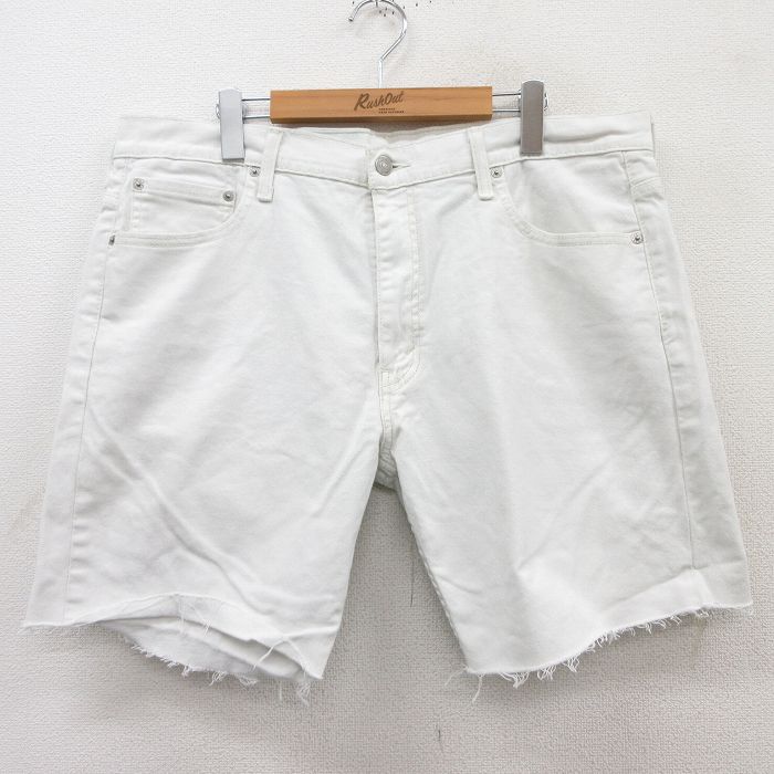 W37★古着 リーバイス Levis 569 ショート パンツ ショーツ メンズ 白 ホワイト デニム 25apr10 中古 ボトムス 短パン ショーパン ハーフ