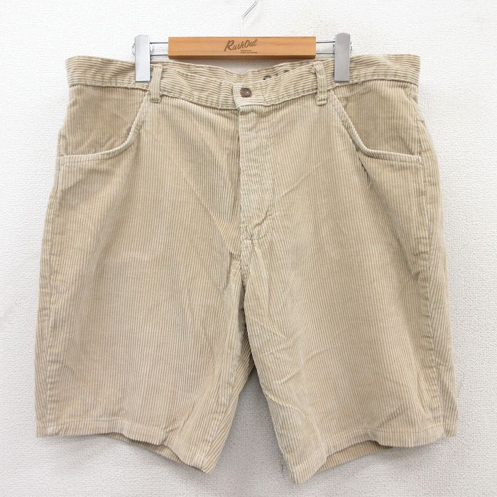 W39★古着 ショート コーデュロイ パンツ ショーツ メンズ 80年代 80s 太畝 USA製 タロン ベージュ カーキ 25apr10 中古 ボトムス 短パン ショーパン