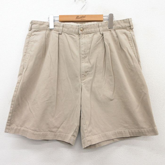 W38★古着 ラルフローレン Ralph Lauren ブランド ショート チノ パンツ チノパン ショーツ メンズ 90年代 90s コットン USA製 ベージュ カーキ 【spe】 25apr10 中古 ボトムス 短パン ショーパン