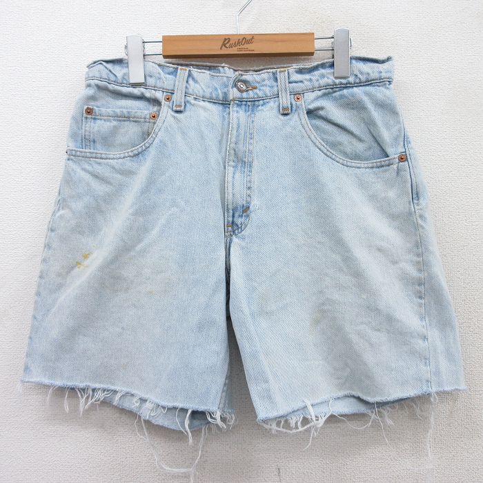 【50%OFF】W33★古着 リーバイス Levis 560 ショート パンツ ショーツ メンズ 90年代 90s テーパード コットン USA製 薄紺 ネイビー デニム 【spe】 25apr11 中古 ボトムス 短パン ショーパン ハーフ