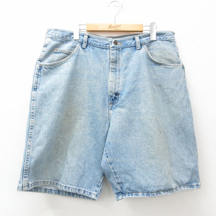 【50%OFF】W38★古着 ラングラー Wrangler ショート パンツ ショーツ メンズ 00年代 00s 紺 ネイビー デニム 25apr14 中古 ボトムス 短パン ショーパン ハーフ
