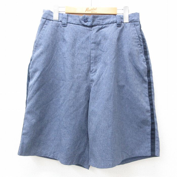 W31★古着 ショート パンツ ショーツ メンズ 90年代 90s USA製 薄紺 ネイビー 25apr14 中古 ボトムス 短パン ショーパン ハーフ