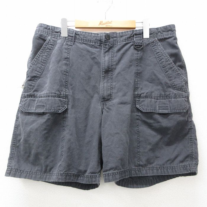W36★古着 ラングラー Wrangler ショート ブッシュ パンツ ショーツ メンズ コットン 黒 ブラック 25apr14 中古 ボトムス 短パン ショーパン