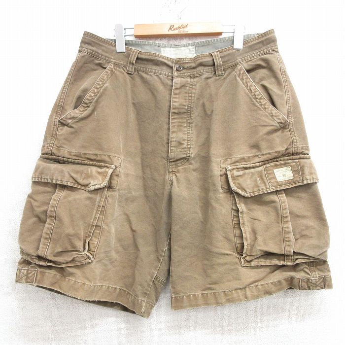 W34★古着 アメリカンイーグル American Eagle ショート カーゴ パンツ ショーツ メンズ 00年代 00s コットン 薄茶系 ブラウン 25apr16 中古 ボトムス 短パン ショーパン