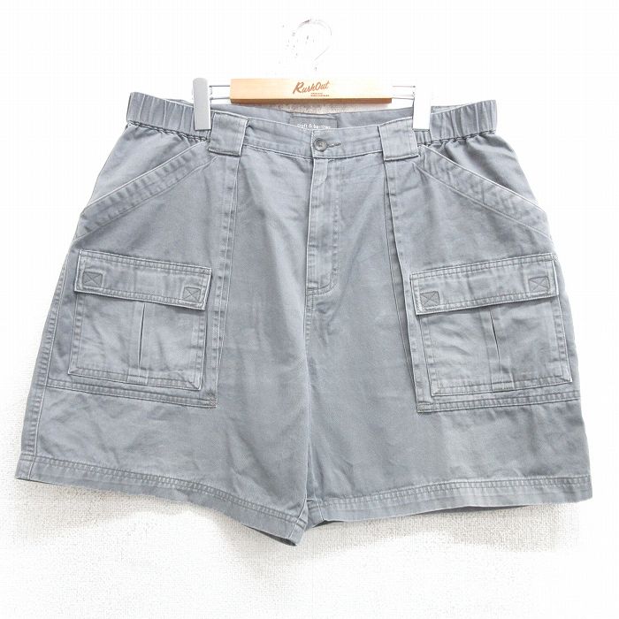 W34★古着 ショート ブッシュ パンツ ショーツ メンズ コットン グレー 25apr16 中古 ボトムス 短パン ショーパン