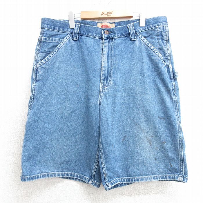 W35★古着 オールドネイビー OLD NAVY ショート ペインター パンツ ショーツ メンズ コットン 紺 ネイビー デニム 25apr16 中古 ボトムス 短パン ショーパン