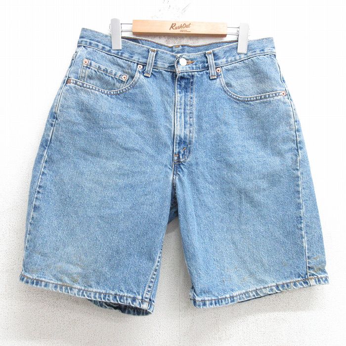【50%OFF】W31★古着 リーバイス Levis 550 ショート パンツ ショーツ メンズ 90年代 90s コットン カナダ製 紺 ネイビー デニム 【spe】 25apr16 中古 ボトムス 短パン ショーパン ハーフ